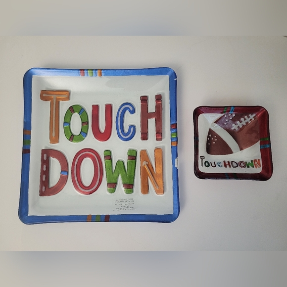 Silvestri 2 Piece Touchdown Tray Platter Set 2010 Handblown Glass Lori Siebert - Picture 1 of 5